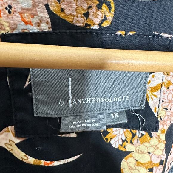 ANTHROPOLOGIE Somerset Mini Dress Cotton Black Mod Floral Sz 1X $158 {3V7} - Picture 4 of 5